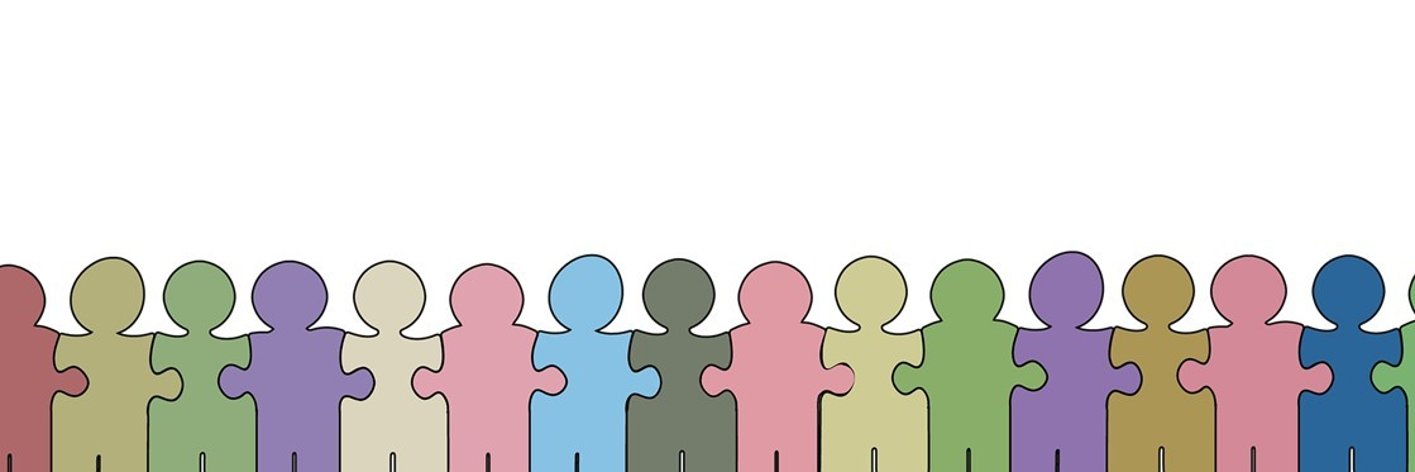 Piktogramm - Puzzleteile in Form von Menschen